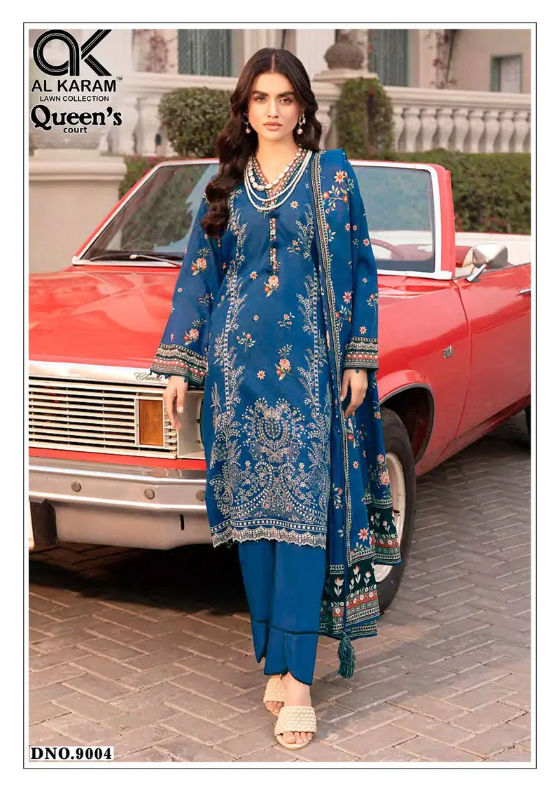Queens Court Vol 9 By Al Karam Cambric Cotton Dress Material Suppliers In India